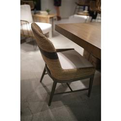 Palecek Fritz Coastal Beach White Performance Striped Grey Rope Side Chair|