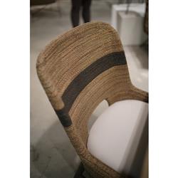 Palecek Fritz Coastal Beach White Performance Striped Grey Rope Side Chair|