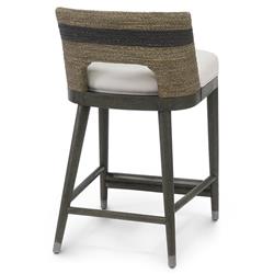 Palecek Fritz Coastal Beach White Performance Striped Grey Rope Counter Stool|