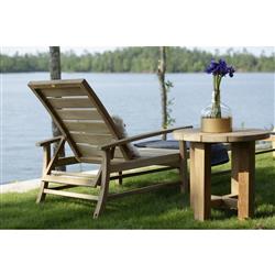 Croquet Coastal Natural Teak Round Outdoor Side End Table|
