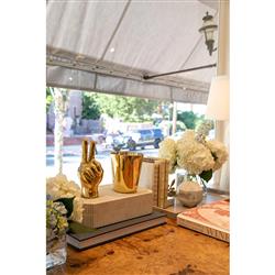 Farella Loft Antique Brass Peace Sign Hand Sculpture|