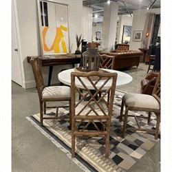 Grace French Country Oak Linen Upholstered Dining Chair|