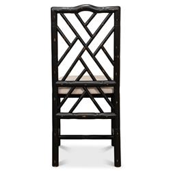 Grace French Country Beige Upholstered Linen Black Oak Dining Side Chair|