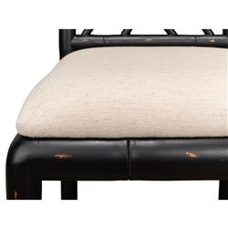 Grace French Country Beige Upholstered Linen Black Oak Dining Side Chair|