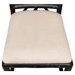 Grace French Country Beige Upholstered Linen Black Oak Dining Side Chair|