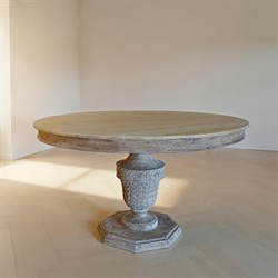 Comte French Country Wood Round Pedestal Dining Table - 51"W|