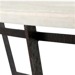 Kian Industrial Loft White Marble Hammered Iron Round Coffee Table|