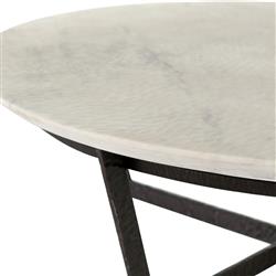 Kian Industrial Loft White Marble Hammered Iron Round Coffee Table|