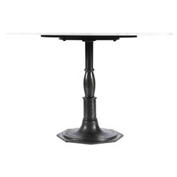 Hervey French White Marble Dark Grey Iron Pedestal Dining Table - 48"|