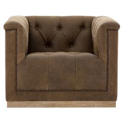 Emmy Rustic Lodge Dark Brown Leather Tufted Nailhead Trim Swivel Club Chair|