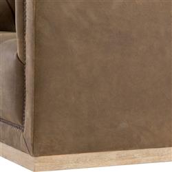 Emmy Rustic Lodge Dark Brown Leather Tufted Nailhead Trim Swivel Club Chair|