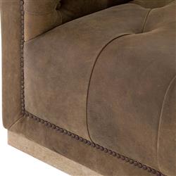 Emmy Rustic Lodge Dark Brown Leather Tufted Nailhead Trim Swivel Club Chair|