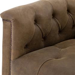 Emmy Rustic Lodge Dark Brown Leather Tufted Nailhead Trim Swivel Club Chair|
