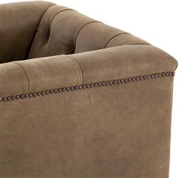 Emmy Rustic Lodge Dark Brown Leather Tufted Nailhead Trim Swivel Club Chair|