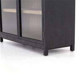 Clarence Rustic Lodge Black Oak Wood Clear Glass Door Display Case|