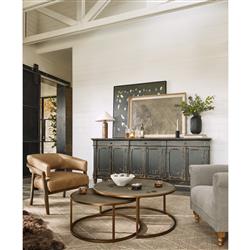 Ena Modern Regency Antique Brass Shagreen Round Nesting Round Coffee Table|