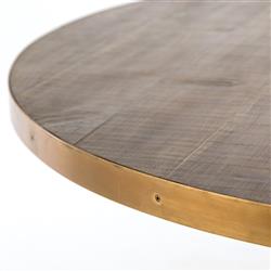 Cressley Industrial Loft Wood Iron Brass Tulip Round Dining Table - 60"W|