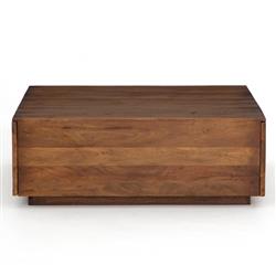 Scarlett Rustic Brown Reclaimed Wood Square Storage Coffee Table|