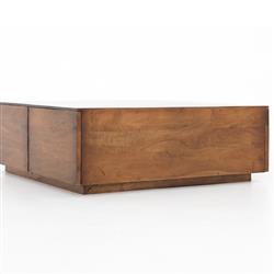 Scarlett Rustic Brown Reclaimed Wood Square Storage Coffee Table|