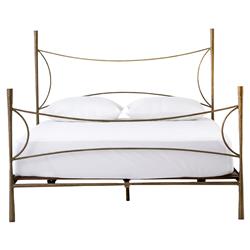 Vito Industrial Loft Antique Brass Hammered Iron Bed - Queen|