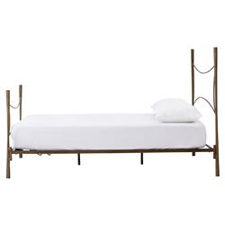 Vito Industrial Loft Antique Brass Hammered Iron Bed - Queen|