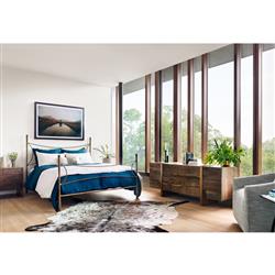 Vito Industrial Loft Antique Brass Hammered Iron Bed - Queen|