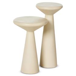 Mika Industrial Bazaar Beige Concrete Pedestal Accent Tables - Set of 2|