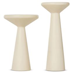 Mika Industrial Bazaar Beige Concrete Pedestal Accent Tables - Set of 2|