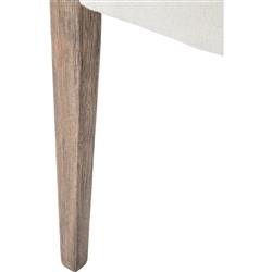 Jolie French Cream Upholstered Brown Oak Wood Leather Wrapped Dining Arm Chair|