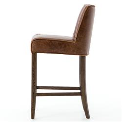 Liam Modern Classic Dark Brown Leather Hackberry Wood Counter Stool|