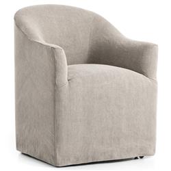 Desiree Modern French Country Beige Twill Slipcover Dining Arm Chair|