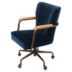 Bethenny French Country Channel Quilted Oak Swivel Chair|