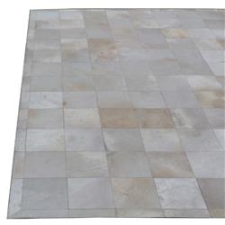 Natural Hide Modern Classic Square Pattern Beige Grey Rug - 5x8|