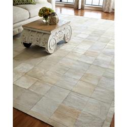 Natural Hide Modern Classic Square Pattern Beige Grey Rug - 5x8|