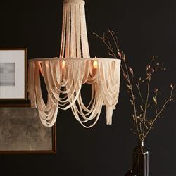 Palecek Selita Coastal Beach White Coco Beaded Chandelier|