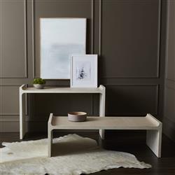 Palecek Harper Modern Classic Beige Faux Shagreen Top Rectangular Console Table|