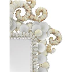 Del Mar Coastal Beach Regal Rectangular White Seashell Wall Mirror|
