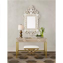 Del Mar Coastal Beach Regal Rectangular White Seashell Wall Mirror|
