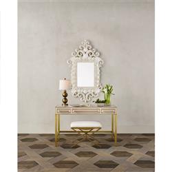 Del Mar Coastal Beach Regal Rectangular White Seashell Wall Mirror|