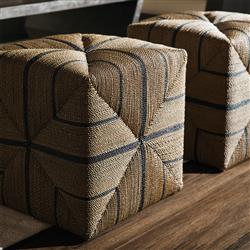 Palecek Fritz Coastal Beach Hand Twisted Lampakanai Rope Square Ottoman|