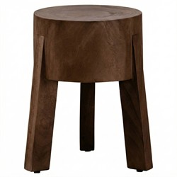 Noelle Rustic Lodge Brown Reclaimed Suar Wood Round Stool|