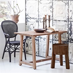 Noelle Rustic Lodge Brown Reclaimed Suar Wood Round Stool|