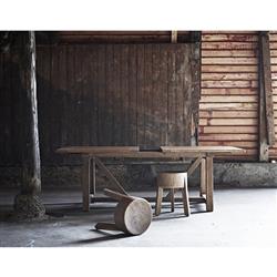 Noelle Rustic Lodge Brown Reclaimed Suar Wood Round Stool|