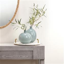 Quinn Coastal Grey Glass Decorative Vase - Set of 2|