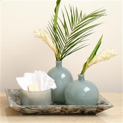 Quinn Coastal Grey Glass Decorative Vase - Set of 2|