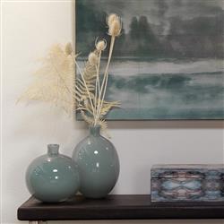 Quinn Coastal Grey Glass Decorative Vase - Set of 2|