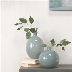 Quinn Coastal Grey Glass Decorative Vase - Set of 2|