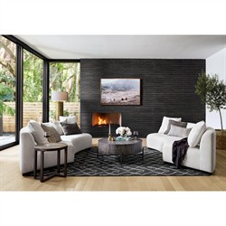 Zoe Modern White Performance Black Birch Wood 2 Piece Curved Sectional - 176"Wx67"D|