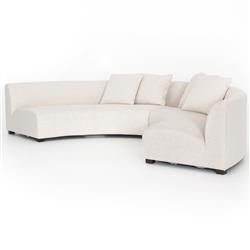 Zoe Modern White Performance Black Birch Wood 2 Piece Curved Sectional - 176"Wx67"D|