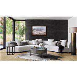 Zoe Modern White Performance Black Birch Wood 2 Piece Curved Sectional - 176"Wx67"D|